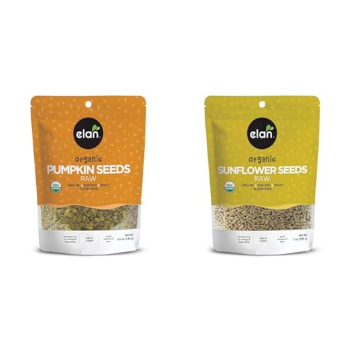 Elan Organic Pumpkin & Sunflower Seeds Superfood Duo, Nutrient-Dense, Non-GMO, Vegan, Gluten-Free, Kosher, Unsalted & Shelled Seeds, All Natural Snacks & Toppings
