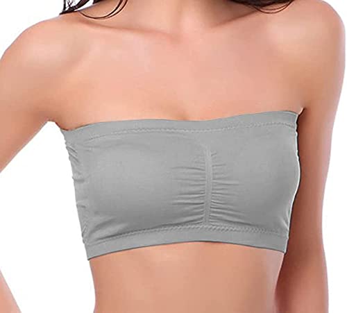 3 Packs Women's Seamless Bandeau Crop Tube Top Bra Strapless Padded Bralette (As1, Alpha, S, Regular, Regular, B) #TOP1