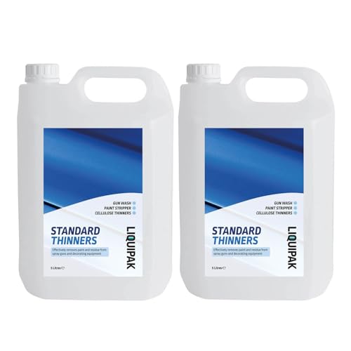 Liquipak Standard Paint Thinner 2x5 litres – Cellulose Gun wash, Brush Cleaner & Paint thinner. Perfect for Spray Guns, Cellulose Paints, Stripping & Cleaning
