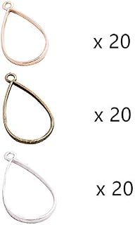 MIAO JIN 60 Pcs Teardrop Bezel Pendant Blanks Oval Blank Frame Pendant