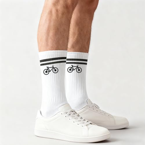 PIujsym Geschenk Fahrradliebhaber Set - Rennrad Socken Mit Fahrrad Motiv, Inkl. Schlüsselanhänger & Geschenktaschen – Lustige Socken, Perfektes Fahrrad Geschenk, Für Sportsocken & Tennissocken