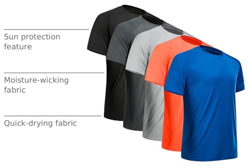 Image of Workout Shirts for Men Short Sleeve Quick Dry Gym T Shirt