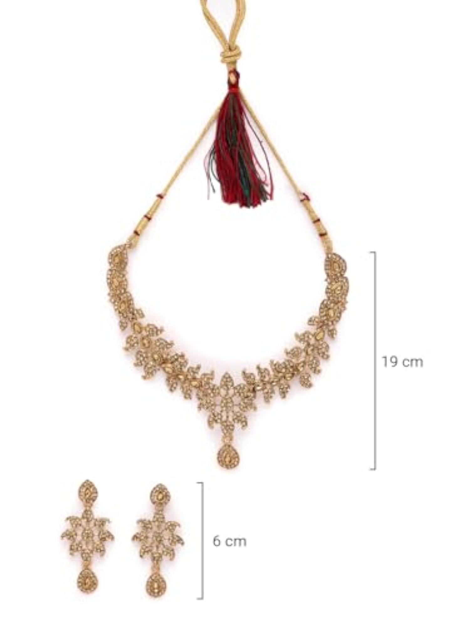 Elegant AD Stone Collar Necklace Set & Earrings
