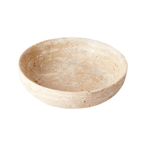 Garvee Travertine Decorative Bowls for Home Decor Natural Stone Centerpiece Fruit & Key Bowl Modern Organic Catch-All for Kitchen Counter Entryway & Coffee Table