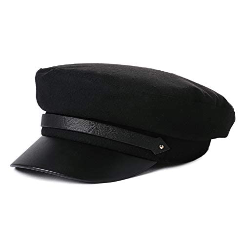 Comhats Womens Newsboy Cap Baker Berets Fisherman Conductor Greek Hat Winter Sailor Fiddler Casual Fashion Cancer Black #TOP1