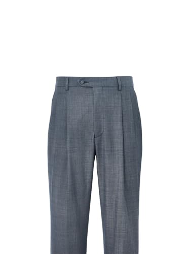 Paul Fredrick Men's Wool Sharkskin Pleated Pants Grey 382