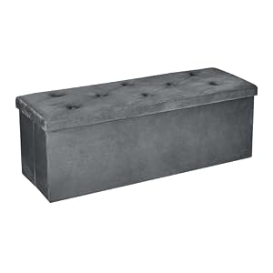 VECELO 収納スツール オットマン 収納ベンチ 収納ボックス 幅110*奥行き38*高さ38CM 耐荷重120kg 多機能 折り畳み可能 踏み台 足置き リビング/玄関/寝室適用 おもちゃ箱 洋服収納 化粧品収納ボックス ダークグレー