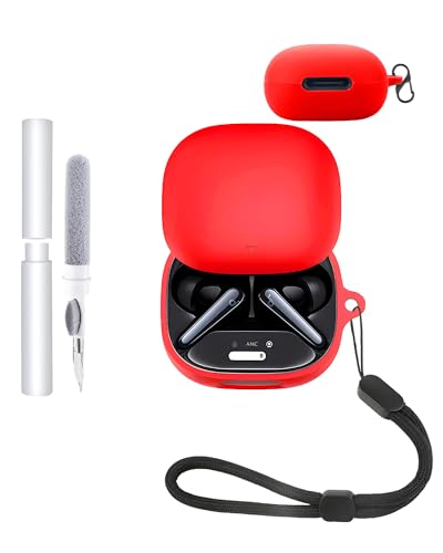 Silicone Protective Case for Anker Soundcore Liberty 5 Earbuds - Durable and Eco-Friendly Bluetooth Earphone Cover with ClearKit & KeyChain & lanyard,Red