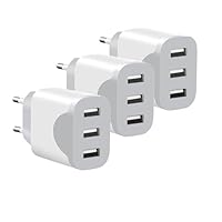 3er Pack USB Ladegerät 15W – 3 USB-A Ports, USB Netzteil Stecker für Steckdose, USB Stromstecker Adapter für Handy Tablet – USB A Ladegerät für Zuhause Büro Reise (Weiß-3)