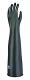 Farbe: Schwarz Ansell AlphaTec 87-108 Chemikalienschutz-Handschuhe aus Latex, Naturgummi, Schutz bei Mechanik-, Industriel- und Chemikalienarbeiten, Größe 9.5 (1 Paar)