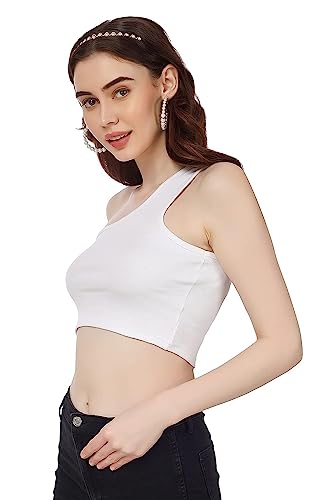 Image of Women's & Girl's Plain Black & White Tank Tops Crop Top (Set of 2)