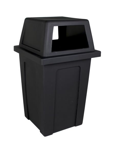 Outdoor Commercial Trash Can 45 Gallons for Public Outdoor Spaces - Black Waste