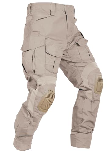 Men’s Tactical Pants with Knee Pads Camo Cargo Pants Waterproof Hiking Pants 10 Pockets No Belt