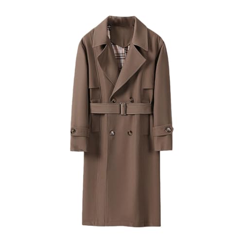 Trench Marron Homme Long Idéal pour les Journées d'Automne Style Décontracté Chic