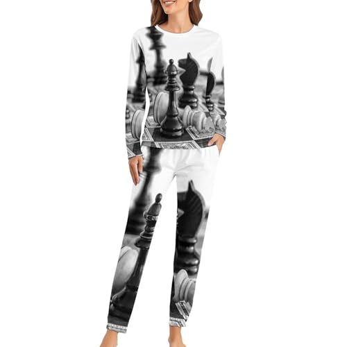 Pyjama femme ensemble avec pantalon et t-shirt manches longues anti-froid nocturne