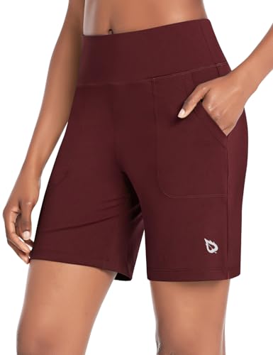 Baleaf Women’s High-Waisted Bermuda Shorts, 7" Athletic with 3 Pockets