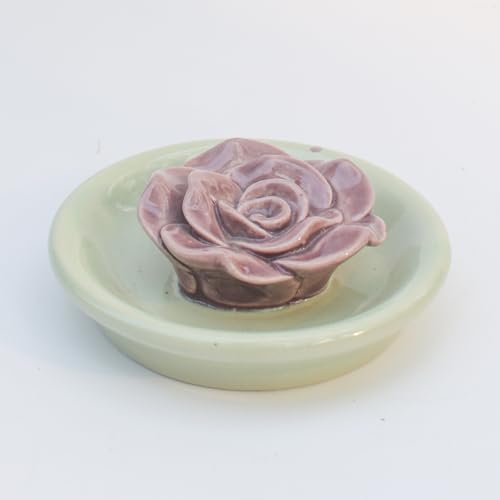 QSHI Studio Ceramic Agarbatti Stand - Purple Bloom | Incense Stick Holder Agarbati Stand for Pooja/Meditation