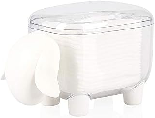 Viewnub Cotton Swab Holder Sheep Shaped Toothpick Cotton Ball Dispenser Organizer Container With Cover,White