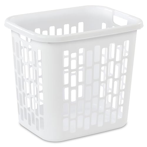Sterilite-Easy-Carry-Laundry-Hamper-Ventilation-Holes-and-Handles-to-Carry-Clothes-Between-The-Laundry-Room-and-Bedroom-Plastic-White-4-Pack Sterilite Easy Carry Laundry Hamper, Ventilation Holes and Handles to Carry Clothes Between The Laundry Room and Bedroom, Plastic, White, 4-Pack - Image 1