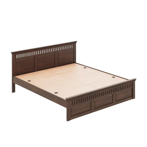 Image of Wakefit Bed | King (78x72) Solid Wood Bed Without Storage | 3 Year Warranty | Pegasi - Irish Walnut