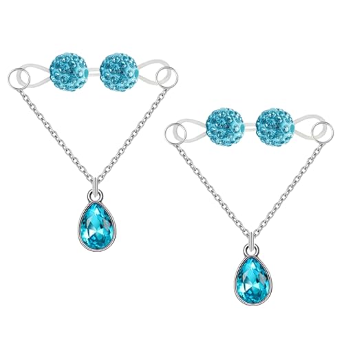 WOSEXYMEN Non-Piercing Nipple Rings Faux Nipple Barbells Adjustable Crystal Fake Nipple Chain Jewelry-1