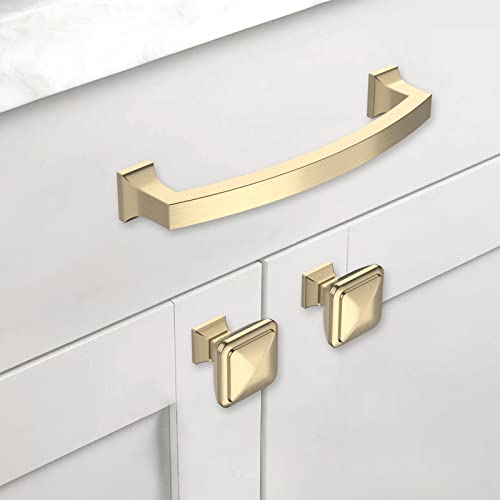 Asidrama 10 Pack Brushed Brass Square Kitchen Cabinet Knobs — view 2
