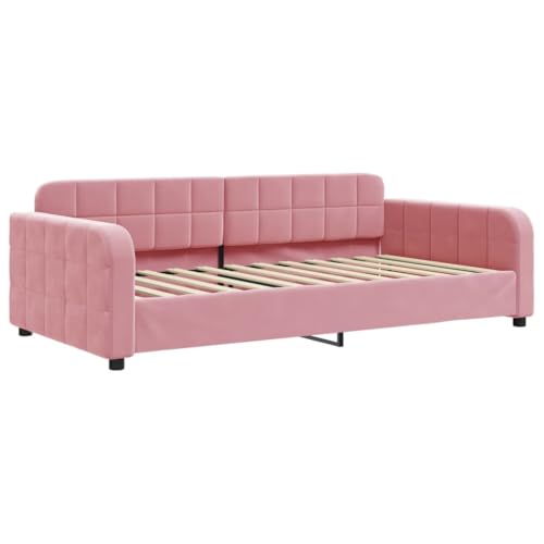 vidaXL Tagesbett, Gästebett 2-in-1, Sofabett Schlafsofa für Schlafzimmer Wohnzimmer, Bettsofa Sofa, Modernes Design, Rosa 100x200cm Samt