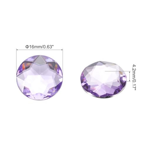 Image of MECCANIXITY Flat Back Round Acrylic Rhinestones,16mm Light Purple Flatback Crystal Rhinestones for Crafts Clothes Shoes DIY Decoration Gifts 50Pcs
