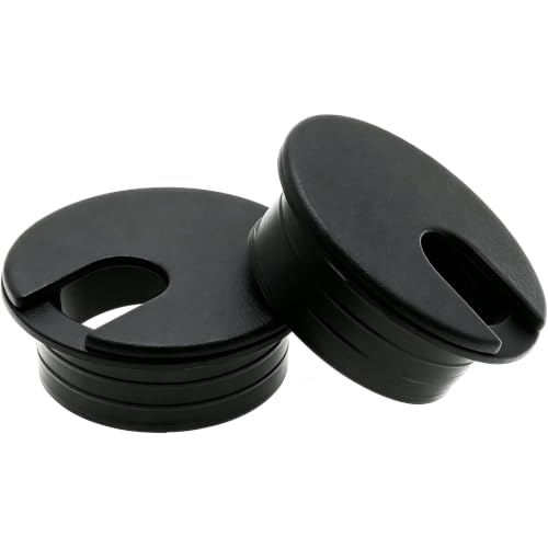 1-1/2 Inch (38 mm) U-Shaped Opening Desk Grommet 2 Pcs ABS Plastic Cable Hole Cover Cable Cord Grommet to Arrange Wires & Cords Through Computer Table/Countertops (Black)