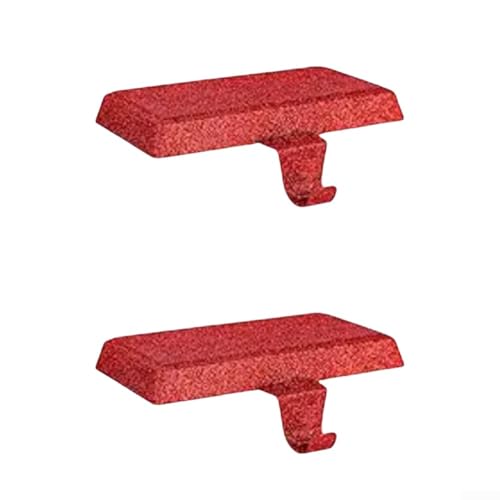 Confezione da 2 grucce natalizie con robusta base in ferro, per tenere saldamente le calze su caminetti, mensole o tavoli per occasioni festive (rosso)