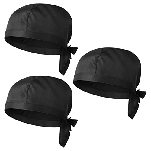 Veemoon 3 Piezas Gorro De Chef Negro Ajustable y Transpirable para Cocineros y Estudiantes En Restaurantes y Catering - Ideal para Profesional