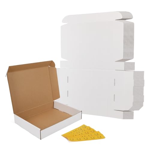 Image of RLAVBL 30 Pack 12x9x2 Shipping Boxes, White Corrugated Cardboard Mailer Box for Packing Mailing Small Business