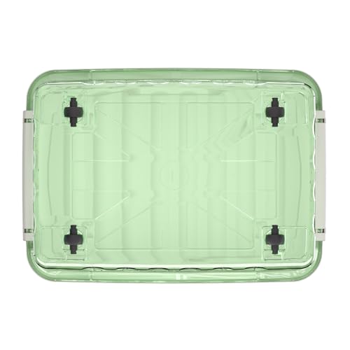 Cetomo 55L*6 Cajas de Almacenamiento con Tapas, Contenedores de Plástico con Ruedas, Clip On, Apilables, Encajables, Organizador Rayado para Oficina en Casa, Verde Claro, 55L-6 Pack - imagen 3