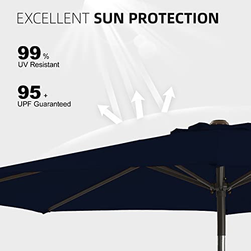 Wikiwiki 7.5 Ft Patio Umbrellas Outdoor Table Market Umbrella With Push Button Tilt/Crank,6 Sturdy Ribs, Fade Resistant Waterproof Polyester Dty Canopy For Garden, Lawn, Deck, Backyard & Pool #TOP2