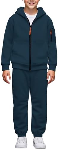 Youth Kids 2 Piece Sweatsuits Fleece Zip up Hoodies Sweatpants Tracksuits