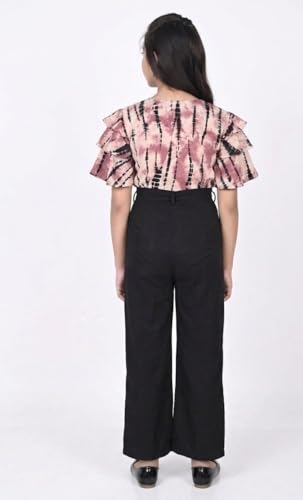Image of Girls Flared Sleeves Printed Jumpsuit-66