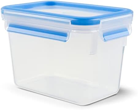 EMSA Clip & Close Frischhaltedose, rechteckig, 1,1 L, mit Deckel, Aufbewahrungsbox, 100 Prozent dicht, spülmaschinen-, gefrier-, mikrowellenfest, Transparent, Blau, Made in Germany