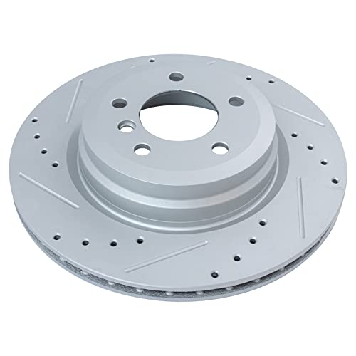 Image of TRQ Rear Brake Pad & Rotor Kit Performance Ceramic Premium G-Coated Compatible with 2006 BMW 330i 330xi 2009-2011 335d 2007-2013 335i 2009-2013 335i xDrive 2011-2013 335is 2007-2008 335xi 2013-2015 X1