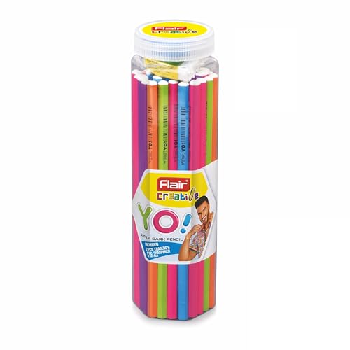 Flair Creative YO Wooden Pencil Pack of 50 – Premium HB Graphite Pencils for Smooth Writing, Drawing & Sketching | Durable & Eco-Friendly Wooden Body | Perfect for School, Office & Home Use
