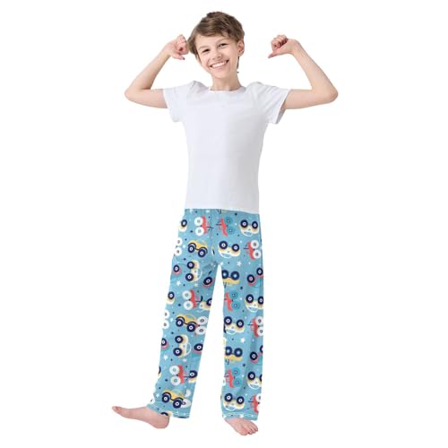 ZZXXB Cars and Stars Boys Long Pants Soft Trousers Elastic Waist Kids Lounge Bottoms with Pockets S-XL2