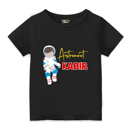 Image of Customised Astronaut Theme T Shirt Birthday Decoration for Boys - Kids Personalised Custom Return Gifts (cus-Astro-boy)