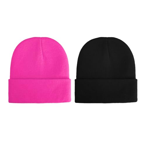 2 stycken kalla stickade hattar, enkla och fashionabla stilar, mjuka och bekväma hattar, vinterartiklar, klädtillbehör