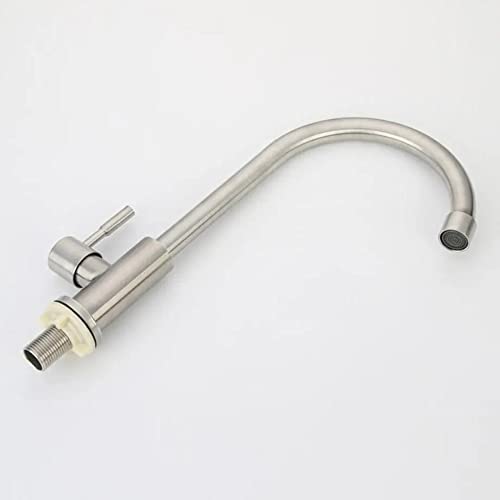 Torneira Bica Fria Cozinha e Banheiro Aço Escovado 1/4 de volta, Gourmet, Premium, Metal, Inox, Banc