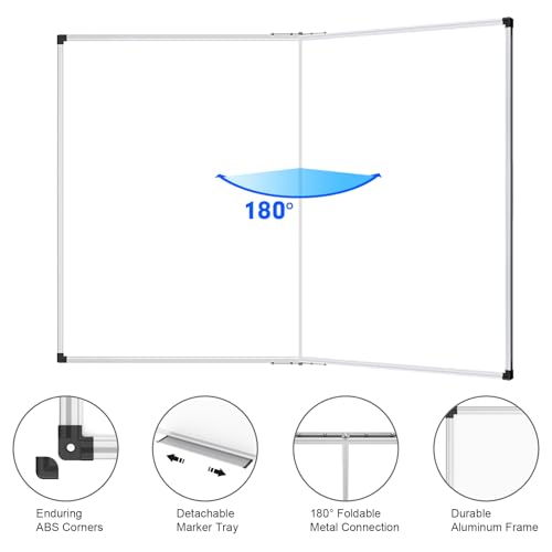 Image of XBoard Magnetic Whiteboard 60 x 36 Inch, Foldable Dry Erase White Board with Aluminium Frame & Marker Tray 5' x 3', Wall Mounted Folding Message Presentation Board