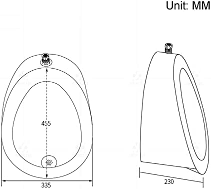 Wall-Mounted 304 Stainless Steel Urinal Ground Drainage/Wall Drainage Men's Urinals Vertical Drainage Public Toilets Used in Public Toilets Such as Schools,B
