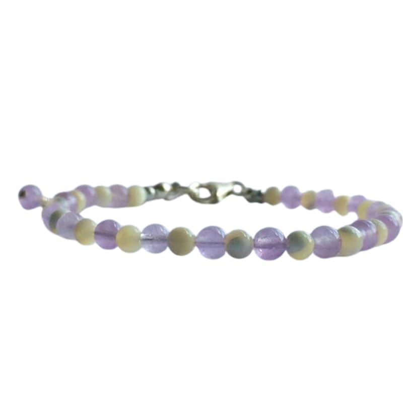 Bracelet améthyste rose et perles d'eau douce LKBEADS, fermoir plaqué argent