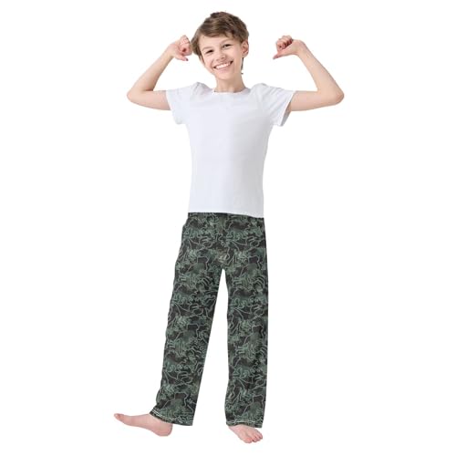 ZZXXB Dinosaur Lion Print Boys Long Pants Soft Trousers Elastic Waist Kids Lounge Bottoms with Pockets S-XL2