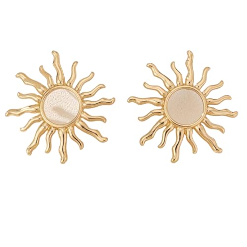 Sun Stud Earrings for Women Bohemian Sun Earrings Trendy Lightweight Statement Hypoallergenic Earrings Personality Gold Silver Floral Waterproof Jewelry Accessories (Gold) by Fyvos - Used condition - US$7.06