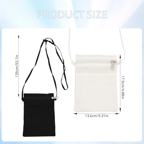 2 PCS Ultralight Phone Purses with Crossbody Strap, Nylon Cell Phone Purse, With Zipper, Adjustable Shoulder Strap, Can store cards, keys and other items, Can Be Used as a Gift (Off White + Black)2