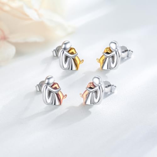 KQ&TTENG 2 Pairs Dog Stud Earrings- Rose Gold & Yellow Gold Plated - Puppy Earrings Dog Jewelry Gifts for Women Pet Lovers3